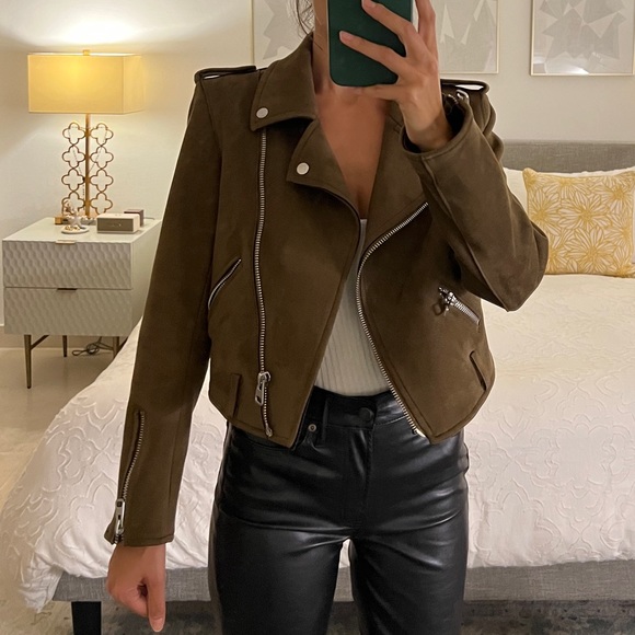 Zara Suede Brown Moto Jacket - Picture 2 of 10